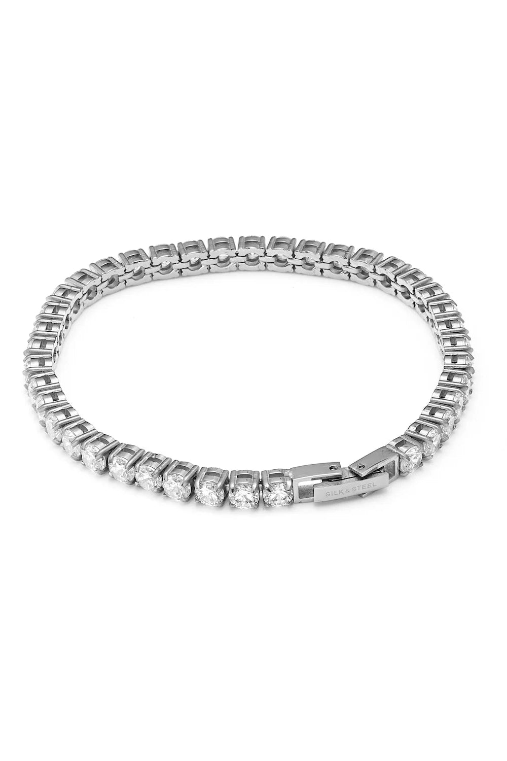 SILK AND STEEL TENNIS BRACELET  SILVER BRACELET CRYSTAL BRACELET CUBIC ZIRCONIA CZ BRACELET TENNIS JEWELLERY SILVER JEWELLERY SILVER ACCESSORIES STAINLESS STEEL WATERPROOF JEWELLERY EVERYDAY JEWELLERY LUXURY STYLE LUXE STYLE STATEMENT BRACELET STACKING BRACELET BRACELET STACK WRIST STACK MINIMAL STYLE CLASSIC STYLE MODERN JEWELLERY DAINTY BRACELET SPARKLE BRACELET POLISHED FINISH PREMIUM JEWELLERY WOMENS JEWELLERY GIFT IDEA GLAM JEWELLERY ELEGANT STYLE CLASSIC BRACELET