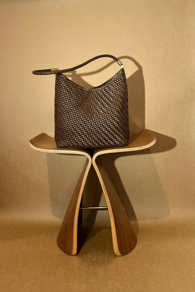 WENDYS LILLY THATCHED BAG EGAN LEATHER WOVEN BAG BROWN CHOCOLATE CREAM STONE BLACK STRUCTURED HANDBAG SHOULDER BAG