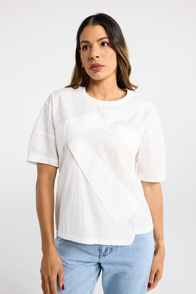 INK TILT TOP WHITE PLEAT TEE WHITE TSHIRT SUMMER TOP COTTON TSHIRT CASUAL TOP WHITE TSHIRT WHITE TEE SUMMER TOP