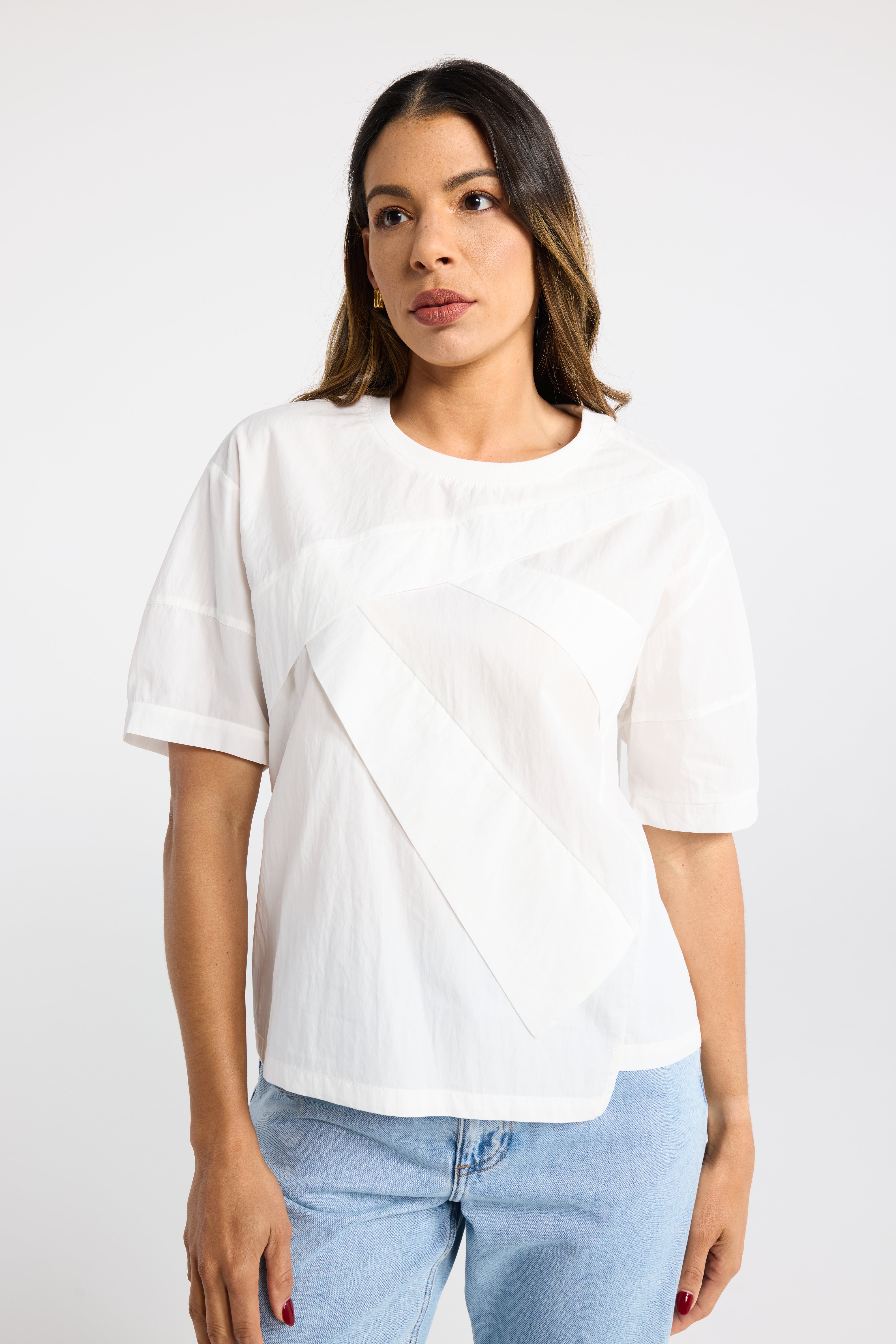 INK TILT TOP WHITE PLEAT TEE WHITE TSHIRT SUMMER TOP COTTON TSHIRT CASUAL TOP WHITE TSHIRT WHITE TEE SUMMER TOP