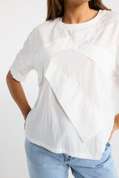 INK TILT TOP WHITE PLEAT TEE WHITE TSHIRT SUMMER TOP COTTON TSHIRT CASUAL TOP WHITE TSHIRT WHITE TEE SUMMER TOP