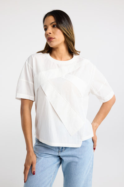 INK TILT TOP WHITE PLEAT TEE WHITE TSHIRT SUMMER TOP COTTON TSHIRT CASUAL TOP WHITE TSHIRT WHITE TEE SUMMER TOP