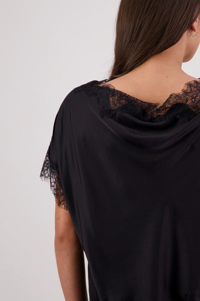 BRIARWOOD TABBY TOP BLACK LACE VISCOSE NYLON