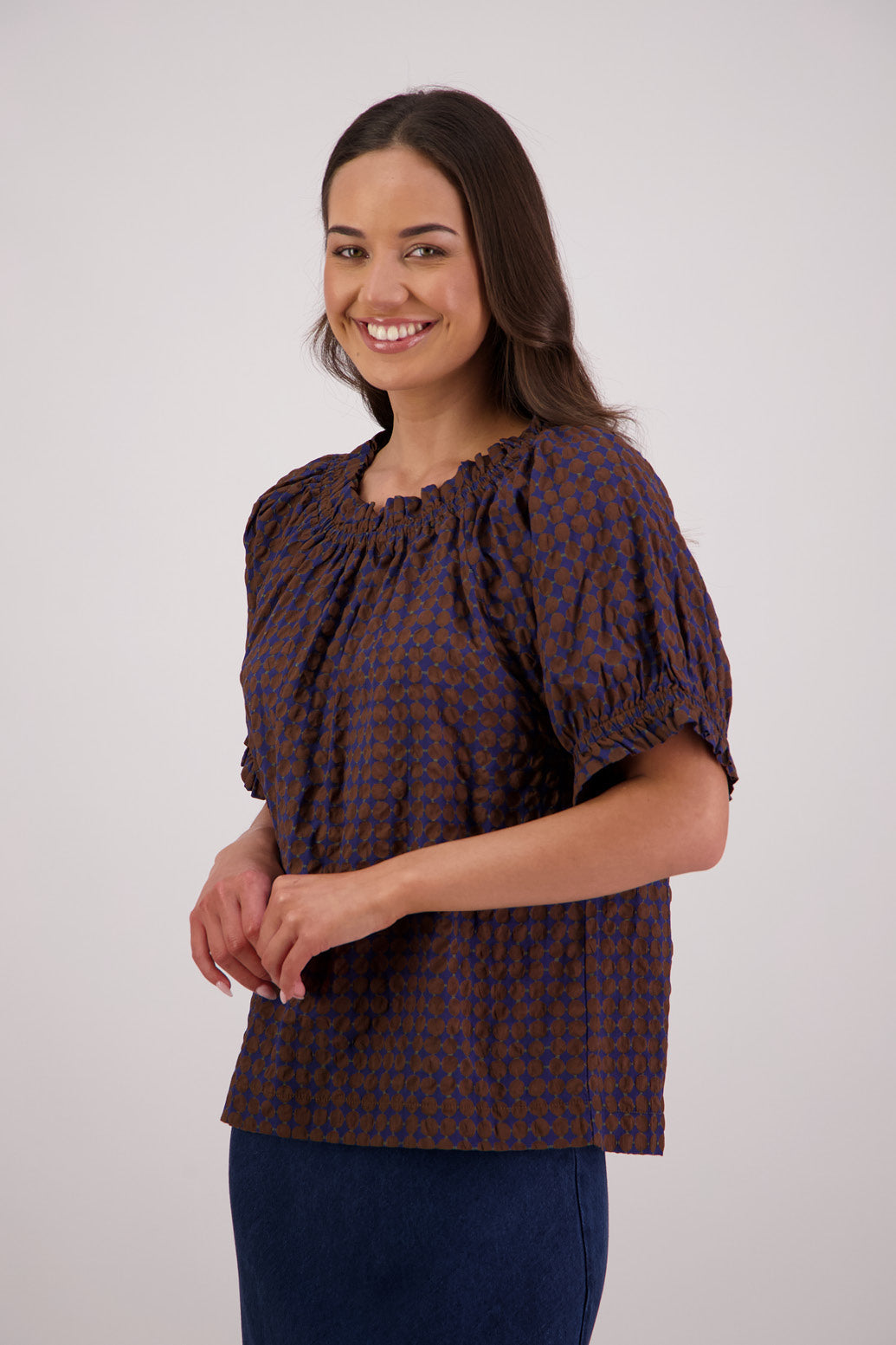 BRIARWOOD TAMMY TOP BROWN INK COTTON