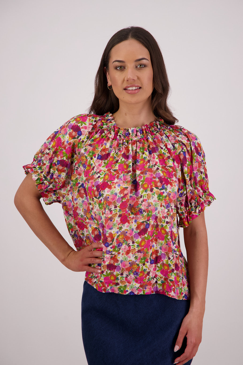 BRIARWOOD TEDDY TOP PINK FLORAL 