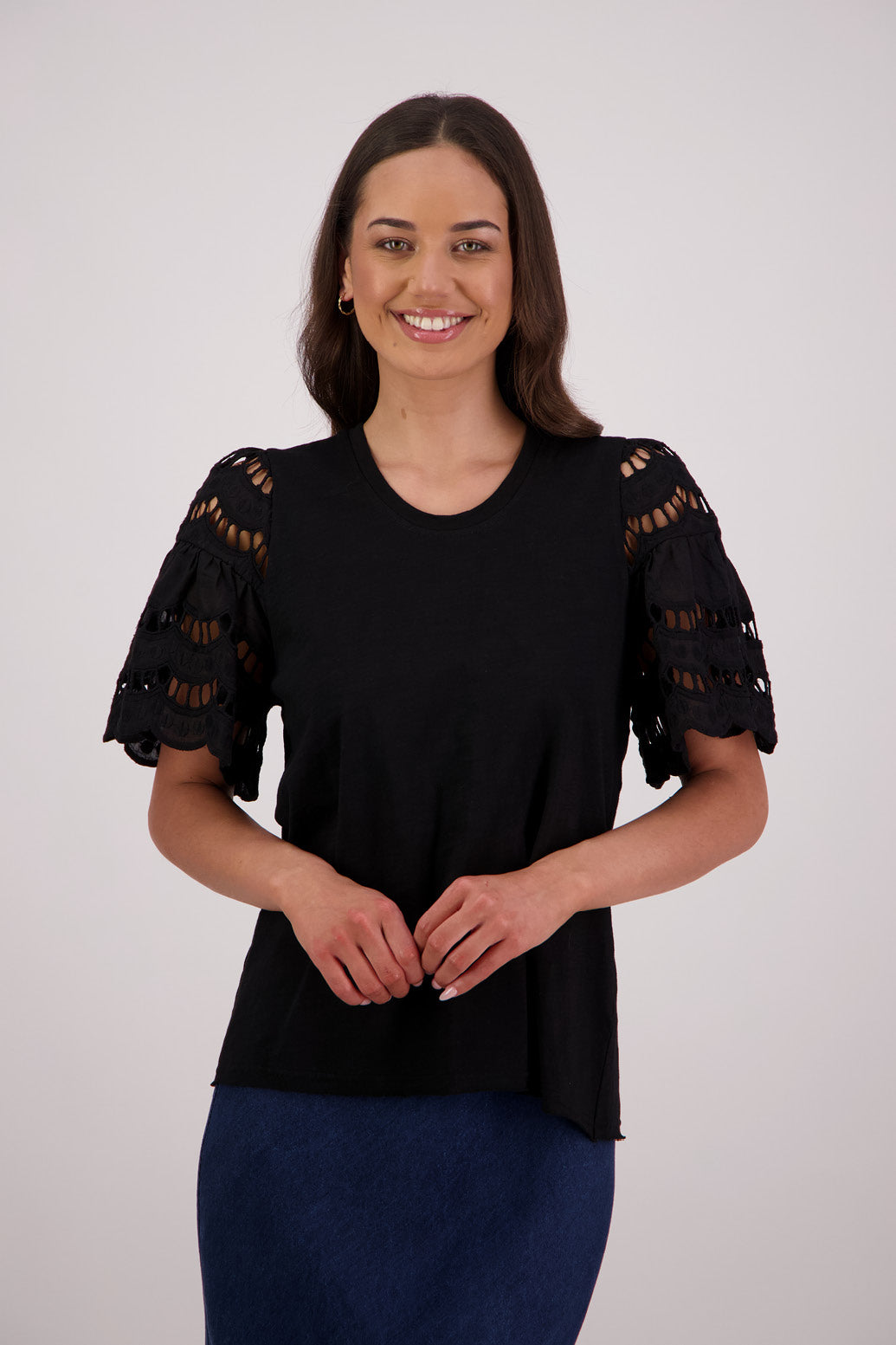 BRIARWOOD TEX TOP COTTON LACE BLACK WHITE 