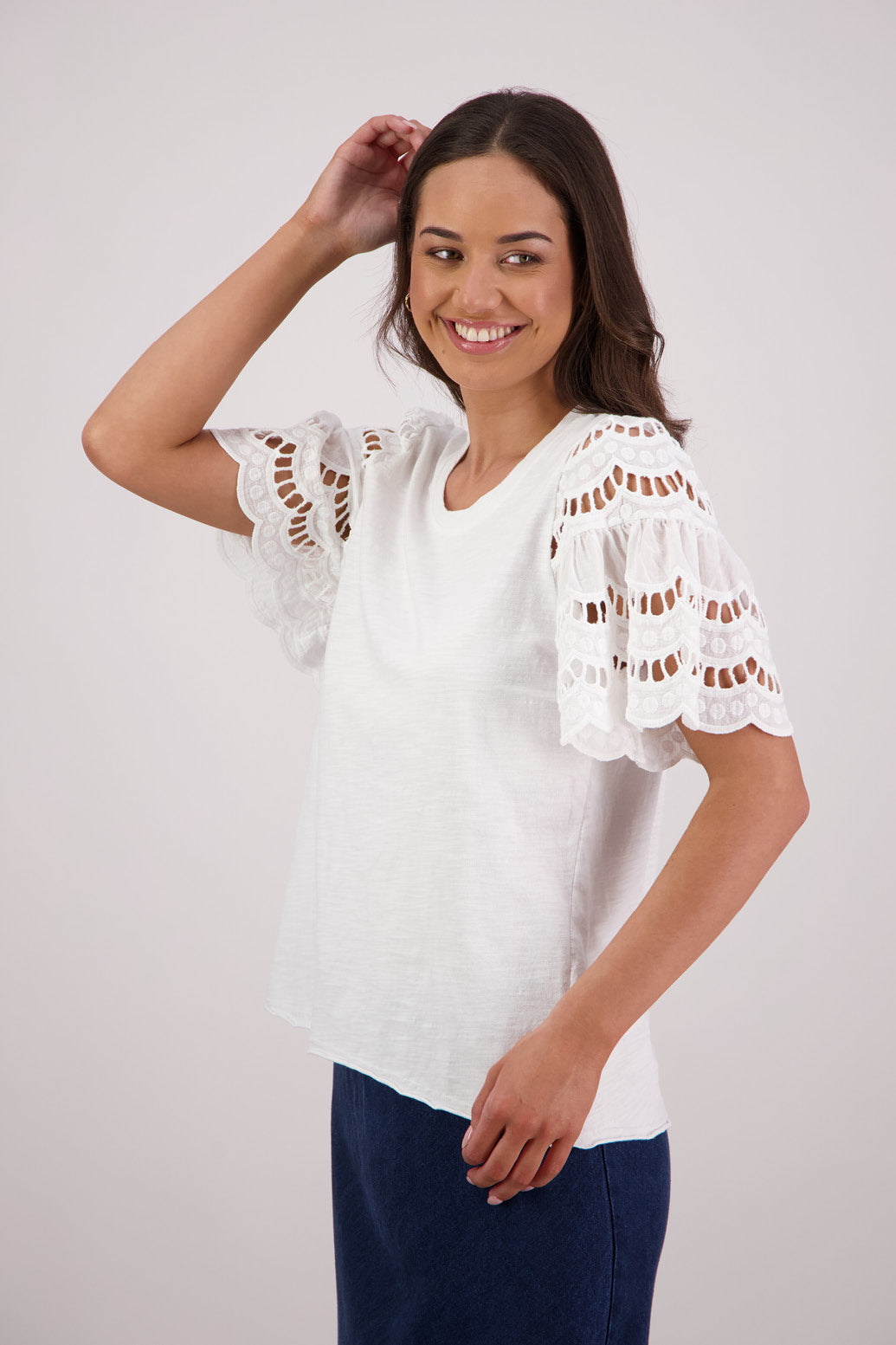 BRIARWOOD TEX TOP COTTON LACE BLACK WHITE 