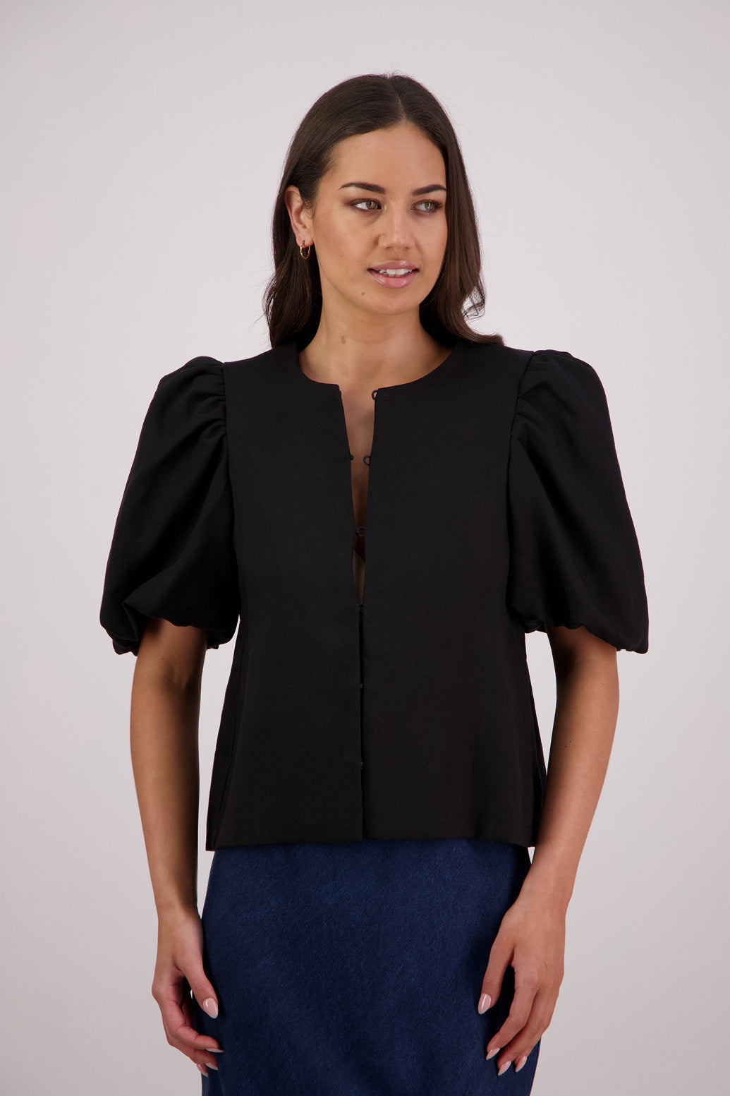 BRIARWOOD THERESE TOP BLACK TOP LYOCEL VISCOSE LINEN