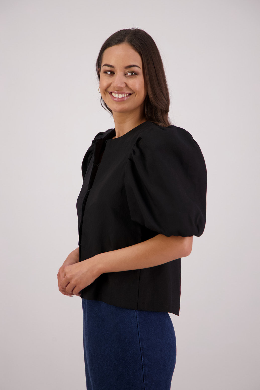 BRIARWOOD THERESE TOP BLACK TOP LYOCEL VISCOSE LINEN