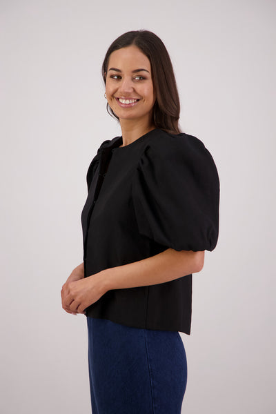 BRIARWOOD THERESE TOP BLACK TOP LYOCEL VISCOSE LINEN