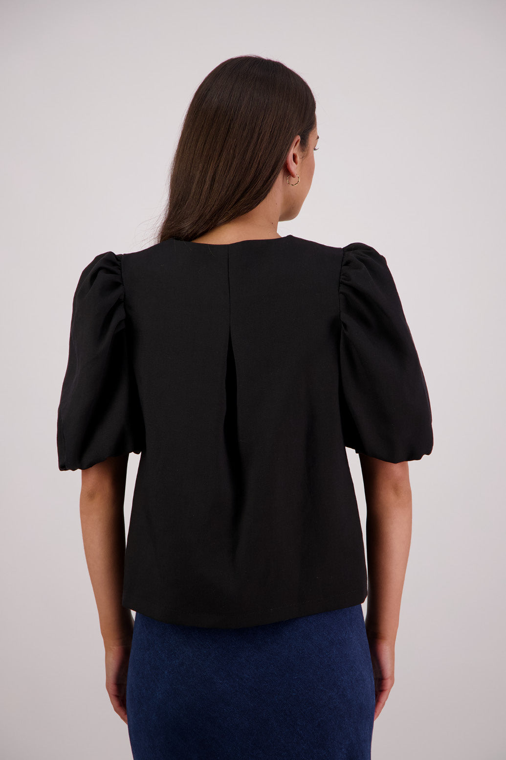 BRIARWOOD THERESE TOP BLACK TOP LYOCEL VISCOSE LINEN