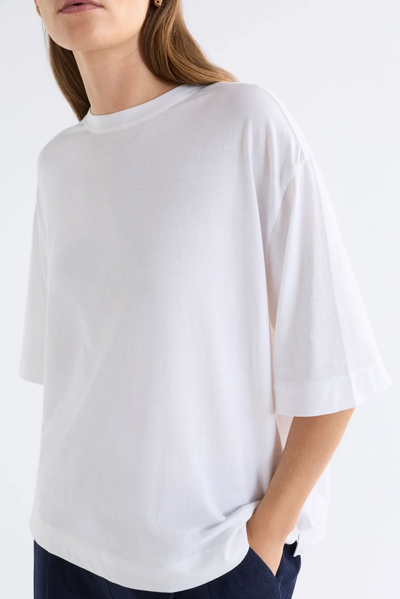 ELK TIEL TSHIRT GOLD ORANGE YELLOW WHITE TEE COTTON MODAL