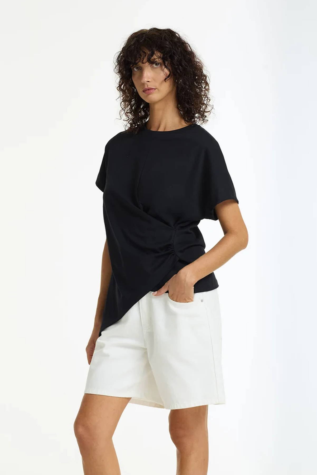 BLAK TIME SLOWS TEE BLACK COTTON TOP