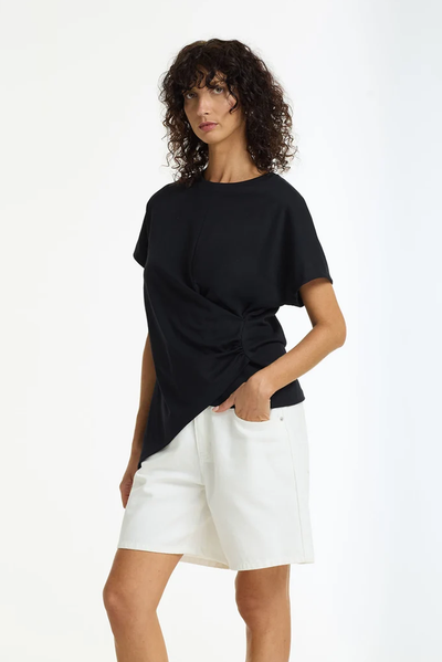 BLAK TIME SLOWS TEE BLACK COTTON TOP