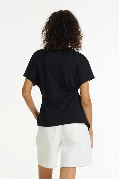 BLAK TIME SLOWS TEE BLACK COTTON TOP