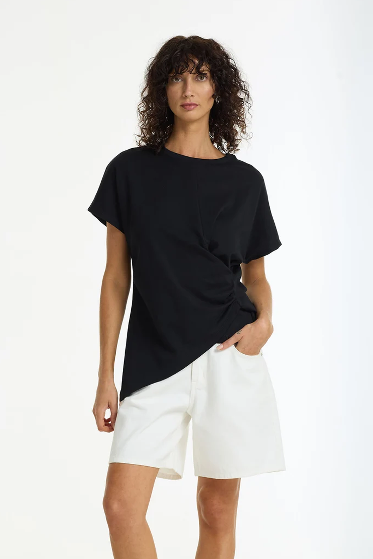 BLAK TIME SLOWS TEE BLACK COTTON TOP