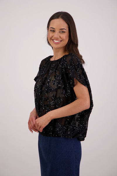 BRIARWOOD TULIA TOP BLACK SEQUIN TOP 