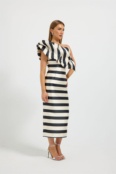 VALERIE SHOULDER MIDI DRESS