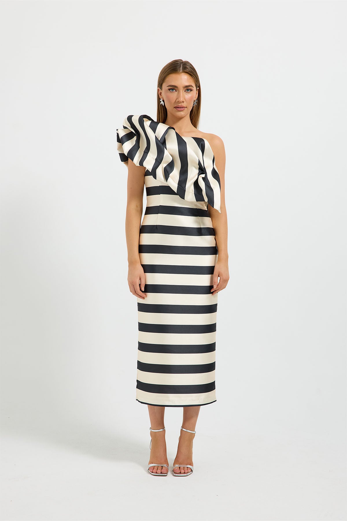 VALERIE SHOULDER MIDI DRESS