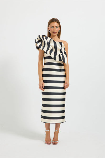 VALERIE SHOULDER MIDI DRESS
