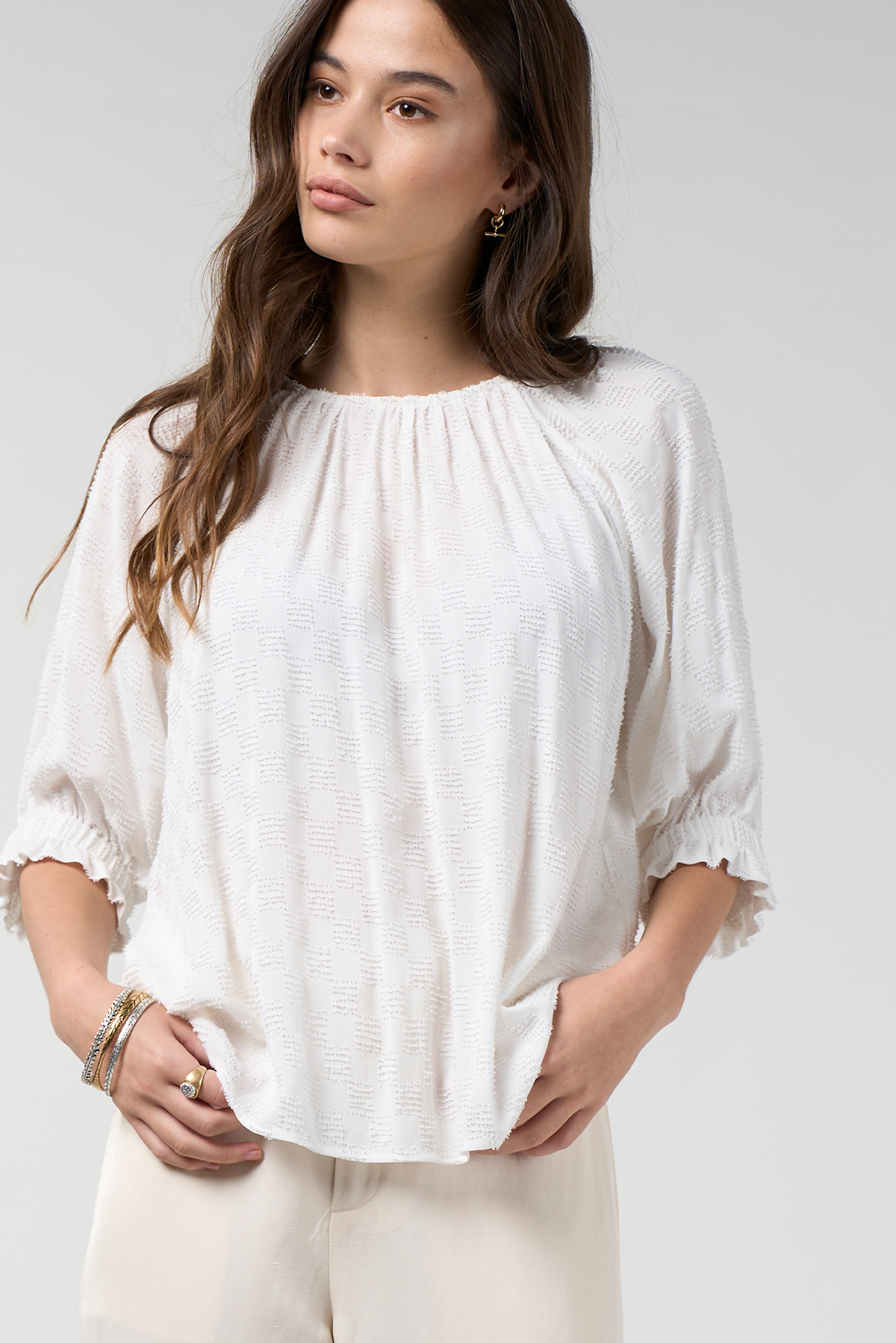LOOBIES STORY VANYA TOP VISCOSE RAYON WHITE BLOUSE