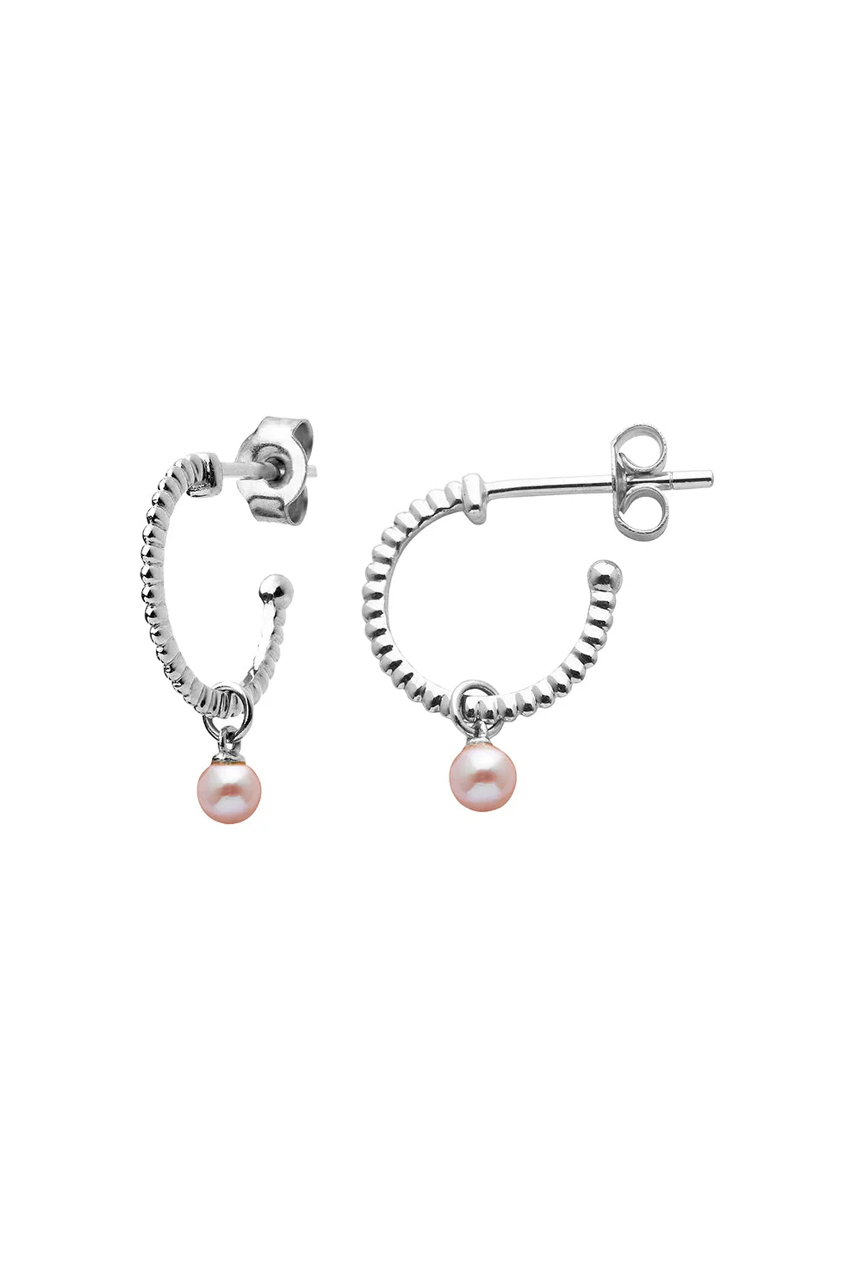 WISDOM PEARL HOOPS WITH 2x3 PINK FRESHWATER PEARL