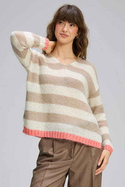 COSY KID STRIPE V NECK