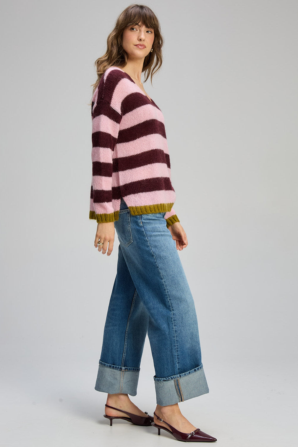 COSY KID STRIPE V NECK
