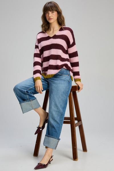 COSY KID STRIPE V NECK