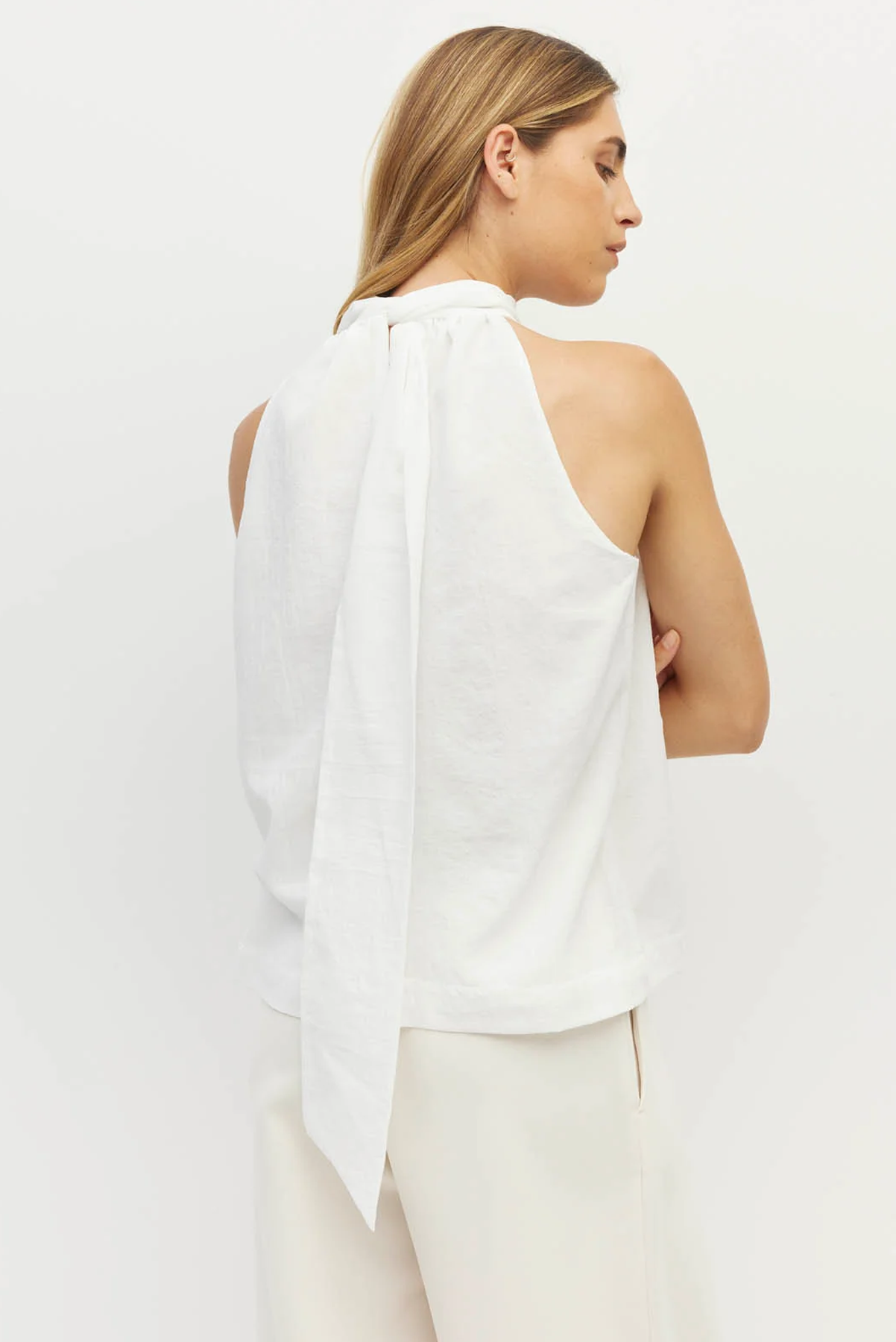 JULIETTE HOGAN ZELDA BLOUSE POLYESTER WHITE HALTER TOP