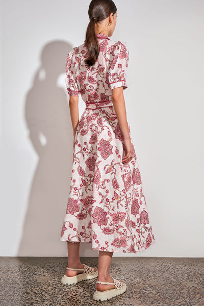 ZOE KRATZMANN ADMIRE DRESS ROSE PAISLEY LINEN MIDI DRESS