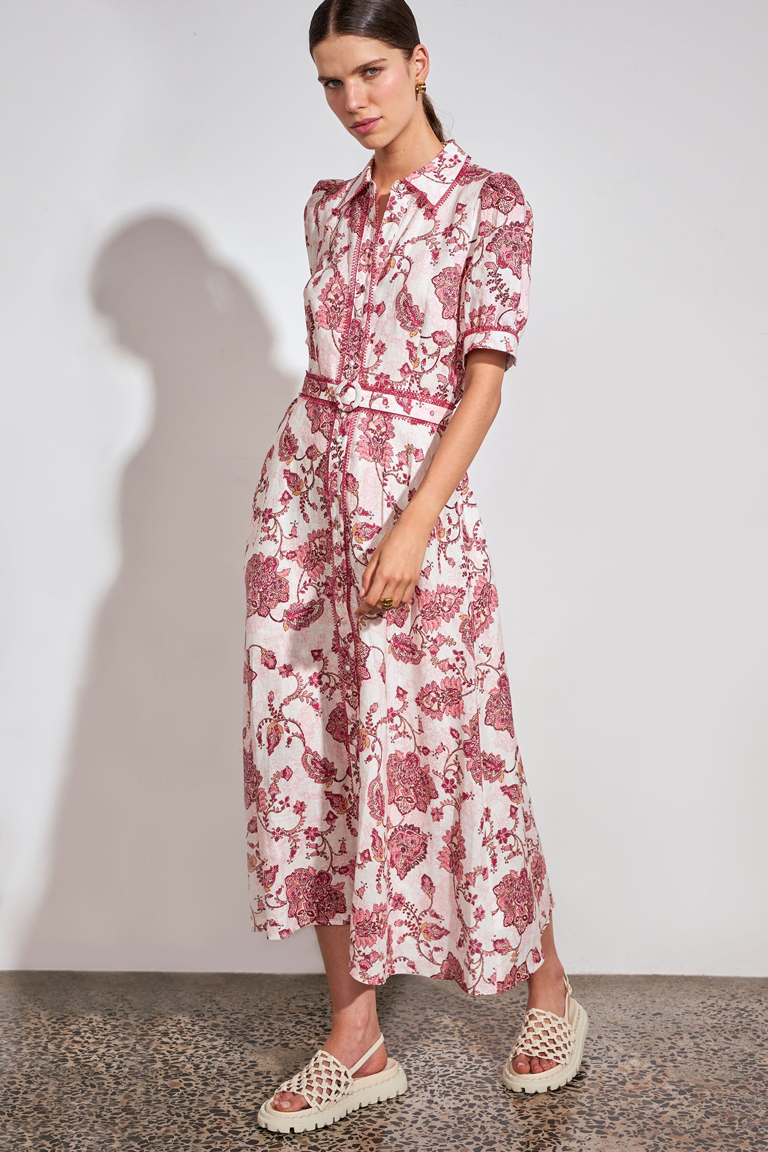 ZOE KRATZMANN ADMIRE DRESS ROSE PAISLEY LINEN MIDI DRESS