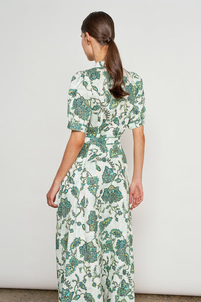ZOE KRATZMANN ADMIRE DRESS LINEN SHIRT DRESS MIDI GREEN PAISLEY FLORAL 