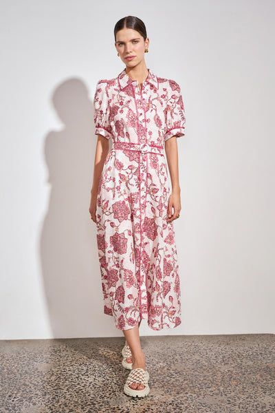 ZOE KRATZMANN ADMIRE DRESS ROSE PAISLEY LINEN MIDI DRESS
