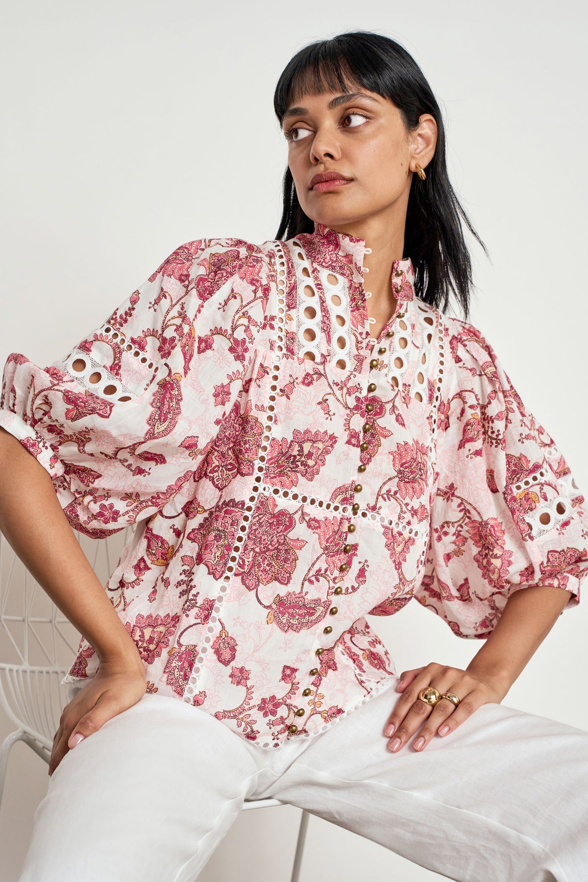 ZOE KRATZMANN EXTEND TOP LINEN BLOUSE ROSE PAISEY