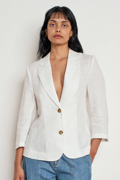 ZOE KRATZAMANN ILLUMINATE JACKET LINEN WHITE PORCELAIN JACKET