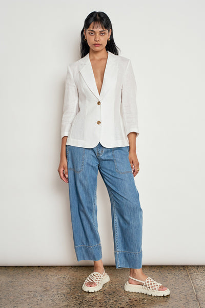 ZOE KRATZAMANN ILLUMINATE JACKET LINEN WHITE PORCELAIN JACKET
