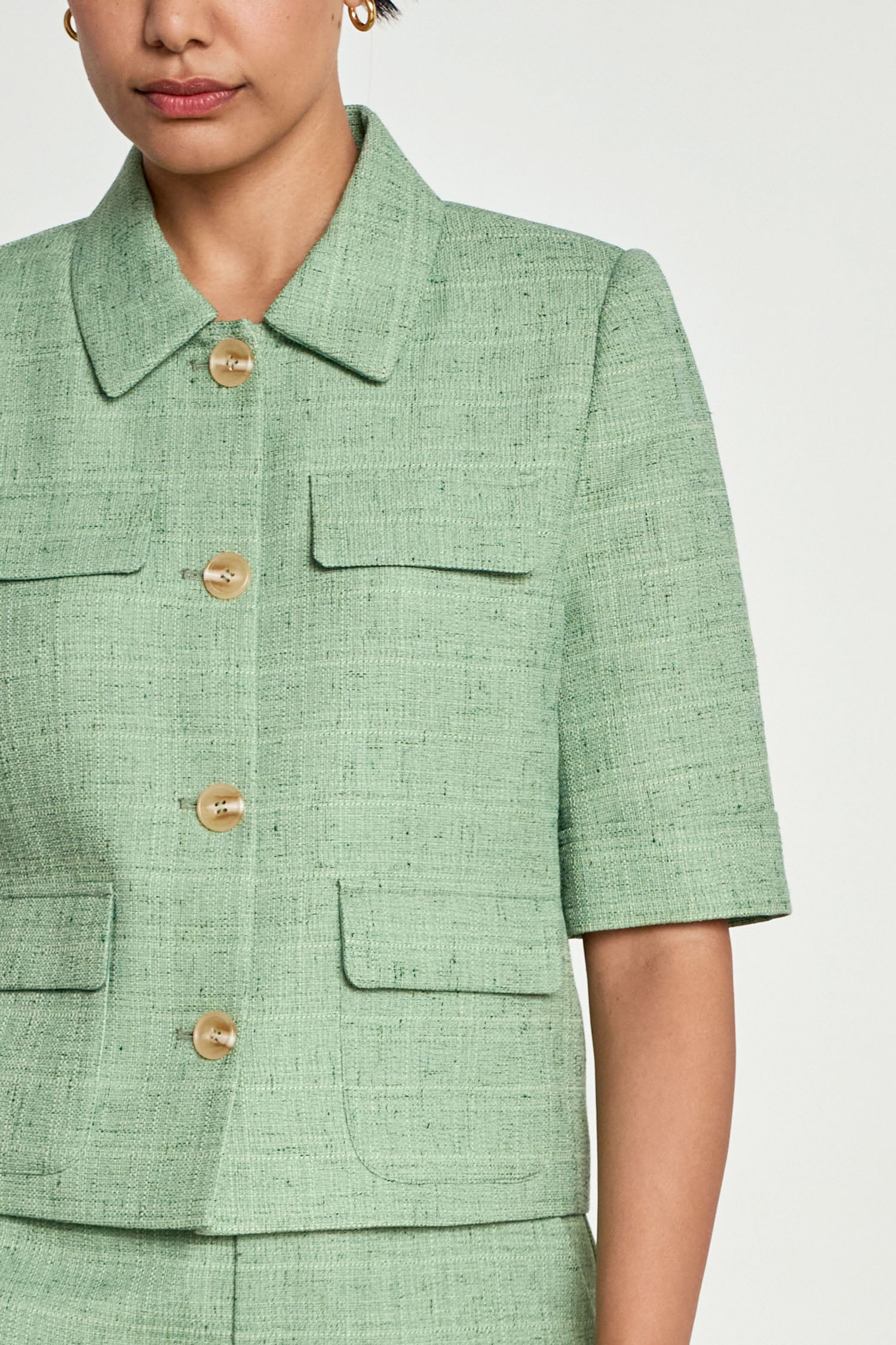 ZOE KRATZMANN ORIENT JACKET POLYESTER GREEN APPLE CROPPED SHORT SLEEVE JACKET
