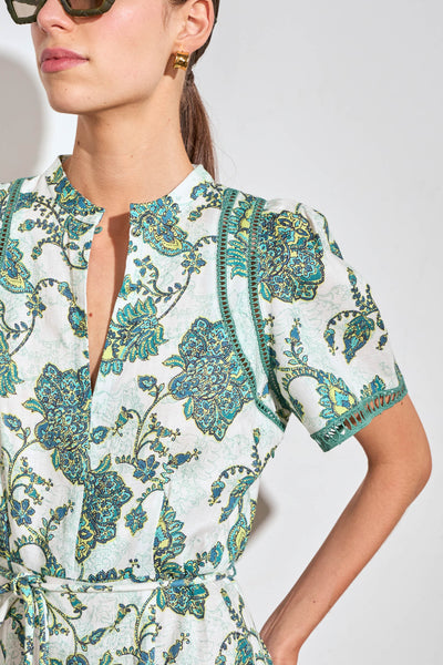 ZOE KRATZMANN POEM DRESS LYOCELL LINEN GREEN PAISLEY FLROAL MIDI DRESS