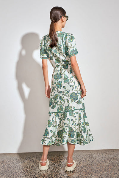 ZOE KRATZMANN POEM DRESS LYOCELL LINEN GREEN PAISLEY FLROAL MIDI DRESS