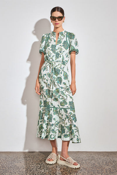 ZOE KRATZMANN POEM DRESS LYOCELL LINEN GREEN PAISLEY FLROAL MIDI DRESS