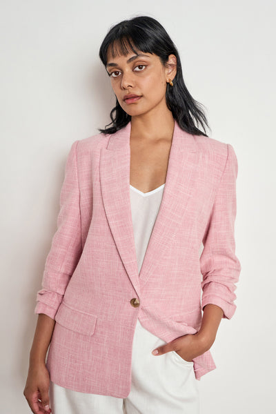 ZOE KRATZMANN REFINE JACKET polyester cotton linen blazer ballet pink PISTACHIO and storm grey