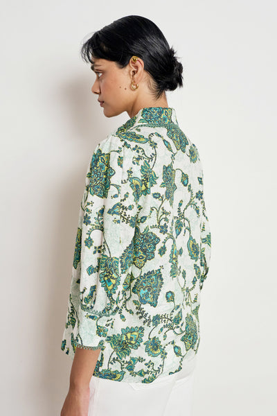 ZOE KRATZMANN SERENADE TOP LINEN PAISLEY FLORAL BLOUSE SHIRT