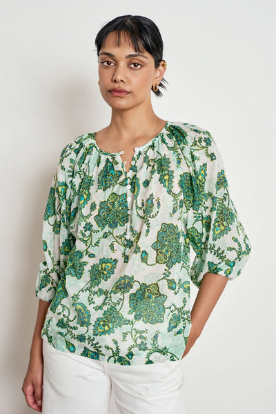 Zoe Kratzmann VOW TOP Cotton Green Paisley Floral Blouse 