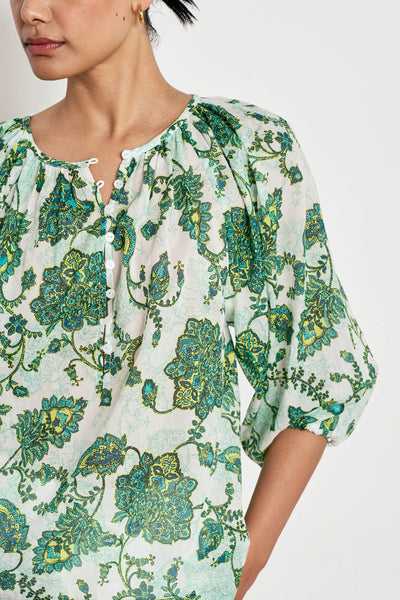 Zoe Kratzmann VOW TOP Cotton Green Paisley Floral Blouse 