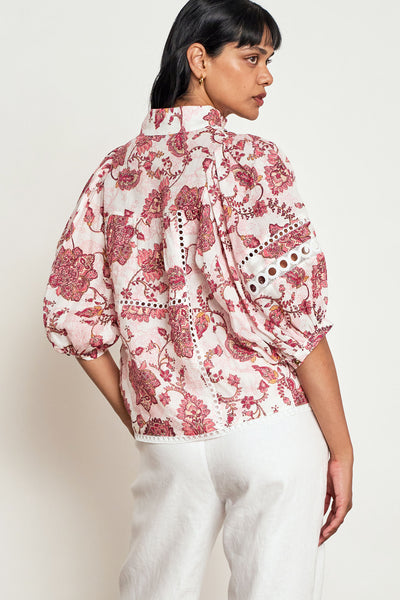 ZOE KRATZMANN EXTEND TOP LINEN BLOUSE ROSE PAISEY