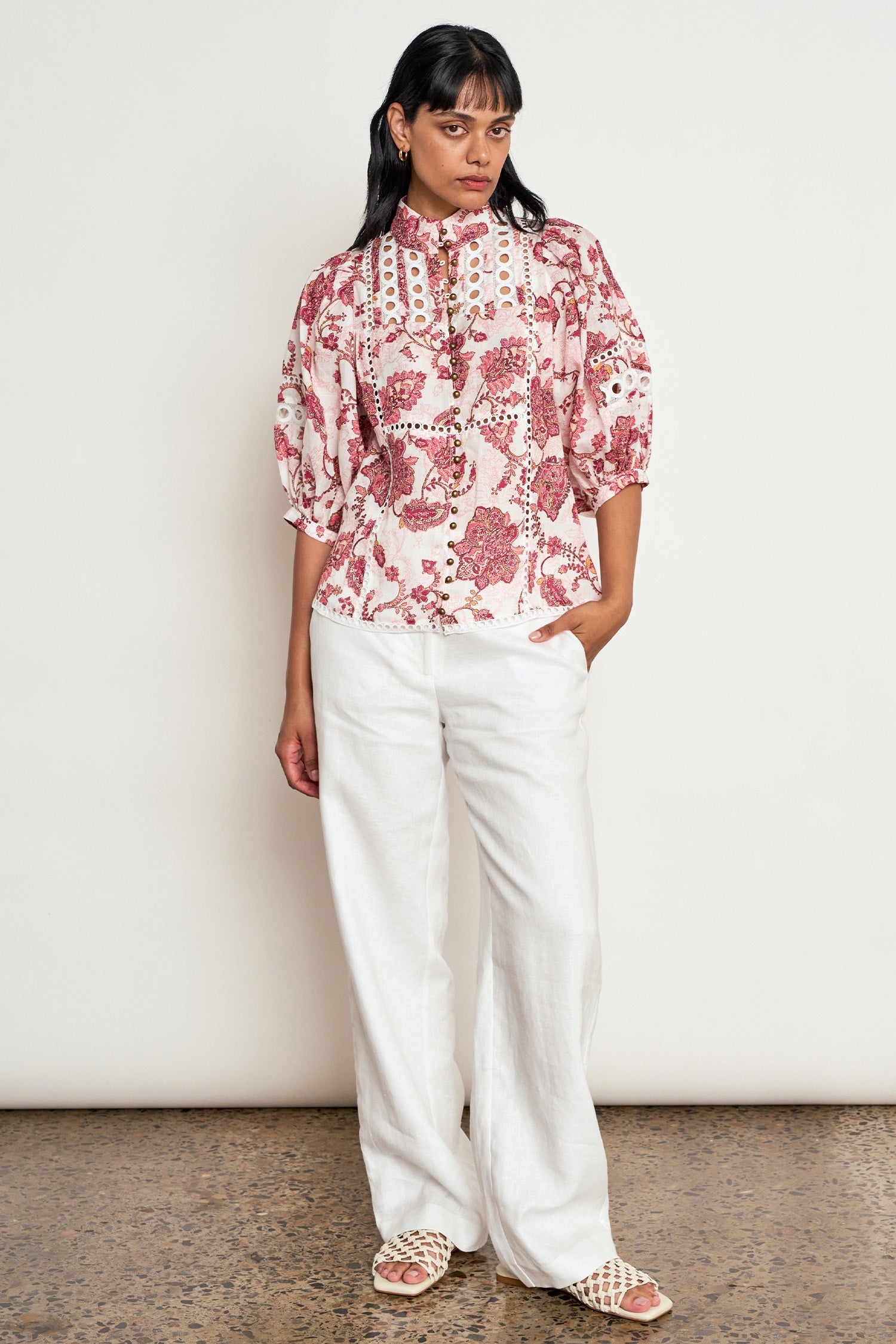 ZOE KRATZMANN EXTEND TOP LINEN BLOUSE ROSE PAISEY