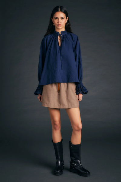 KAREN WALKER IVY BLOUSE NAVY COTTON