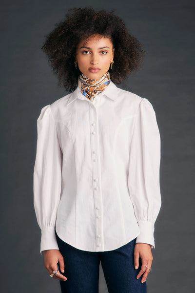 KAREN WALKER PREMIER SHIRT WHITE COTTON TOP BLOUSE