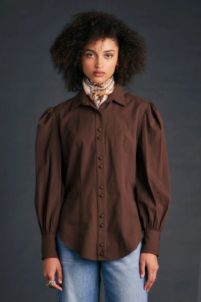 KAREN WALKER PREMIER SHIRT COTTON BROWN CHOCOLATE